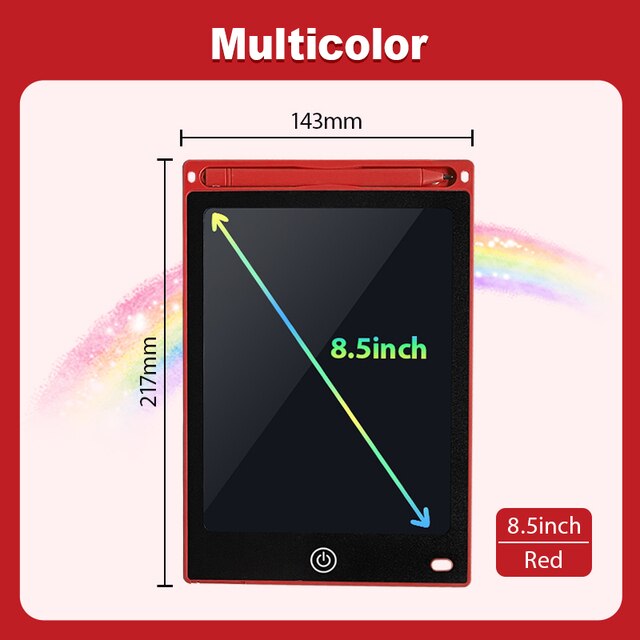 Planche à dessin électronique, écran LCD de 8.5 pouces, tablette graphique numérique pour dessin, bloc d&#39;écriture électronique, jouets pour enfants: red 8.5inch color