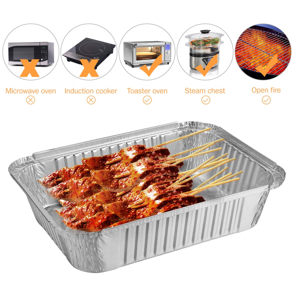 BESTONZON 20pcs Disposable BBQ Drip Pan Tray Aluminum Foil Tin Liners for Grease Catch Pans Replacement Liner Trays with Lid