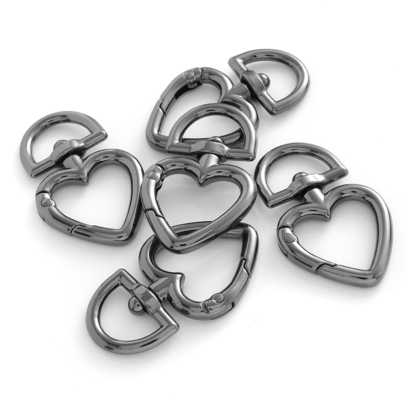 5 Stuks Metalen Hartvormige Karabijnhaak Kraag Karabijnhaken Haken Tassen Riem Gespen Karabijn Sleutelhanger Snap Ring Outdoor gereedschap: Black