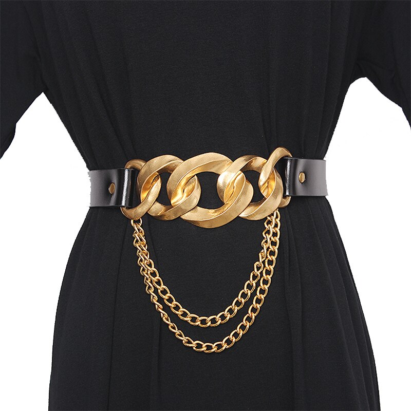 Casual Ketting Met Riem Vrouwen Mode Zwart Pu Leer Elegante Gordels Voor Vrouwelijke Mode Zomer Taille Riem Accessoires: Black