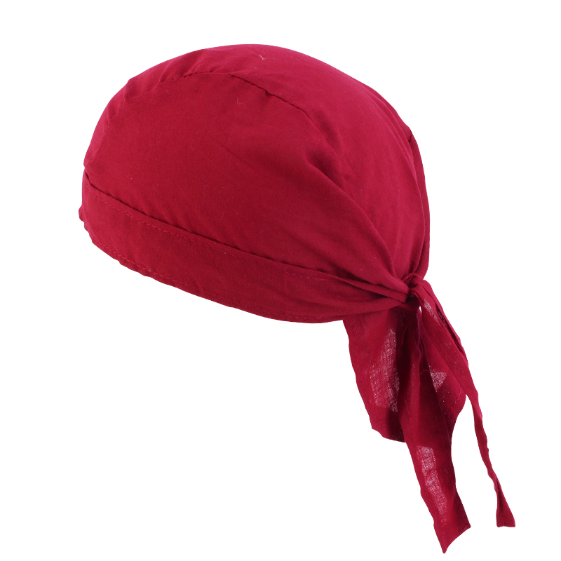 Unisex algodón Durag hombres mujeres transpirable Bandana sombrero doo du trapo diadema sombrero de pirata gorra de quimio accesorios para el cabello de Color sólido