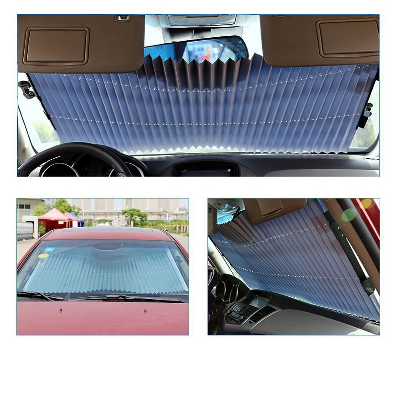 Anti-uv bilrude skygge bil udtrækkelig forrude bil front solblok auto bagrude foldbart gardin 46/65/70/ cm solskærm