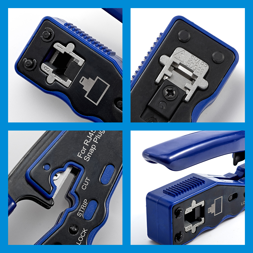 LAN RJ45 crimpare attrezzo passaggio attraverso Crimper spogliarellista taglierina per gatto6 gatto5 8P8C Connettore modulare Ethernet tutto-in-uno Strumento per cavi