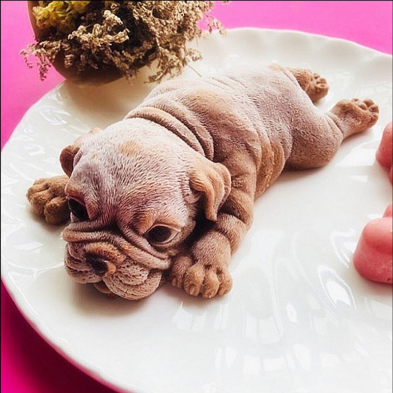 Noël Silicone moule pour chien jolie Mousse gâteau 3D Shar Pei moule crème glacée gelée pouding souffle refroidisseur Fondant outil décoration