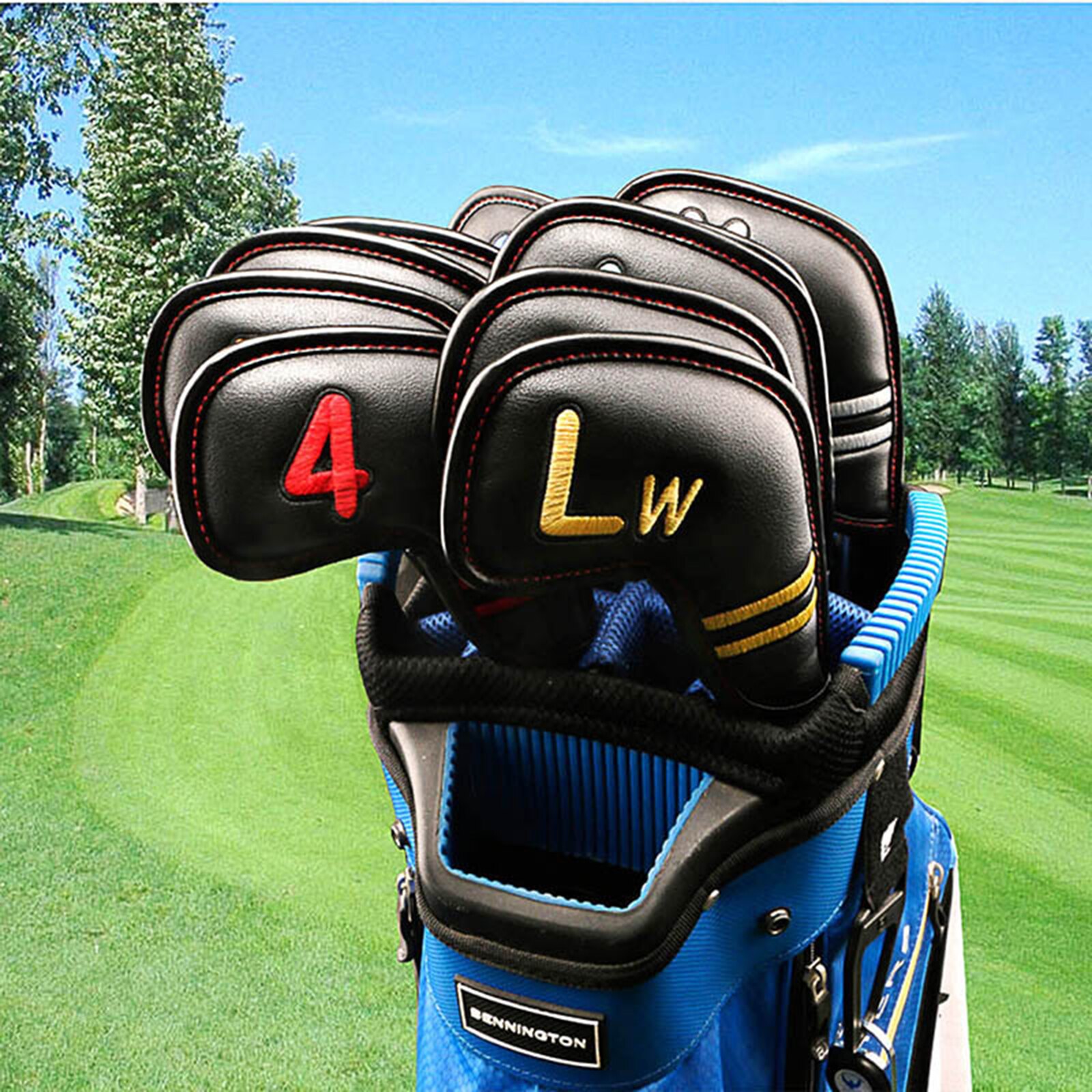 11Pcs Magnetische Golf Iron Head Covers Headovers Wiggen Covers Pu Hoofd Cover Protector Golfer 4-9, een ~ Lw