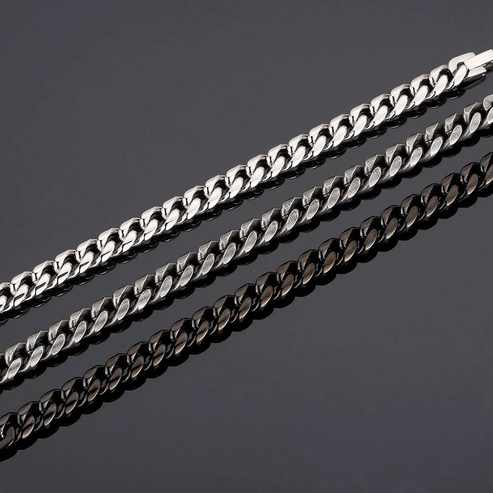 Vntage 316l rustfrit stål herre kantsten kæde armbånd til mænd 10mm link armbånd drenge smykker tilbehør