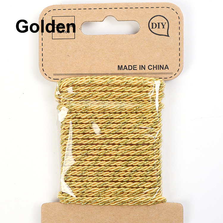 Cordones trenzados artesanales de 1,5 MM, cordón de embalaje de , cuerda de hilo, fabricación de pulseras, cuerda artesanal hecha a mano, decoración de boda, 3 metros: gold