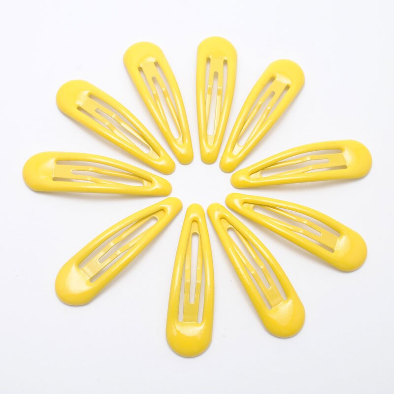 10 st/lot 5cm baby barn hårnålar godis färg snap clip barn flickor hår clips hår hårspänne söta håraccessoarer: Gul 10 stycken