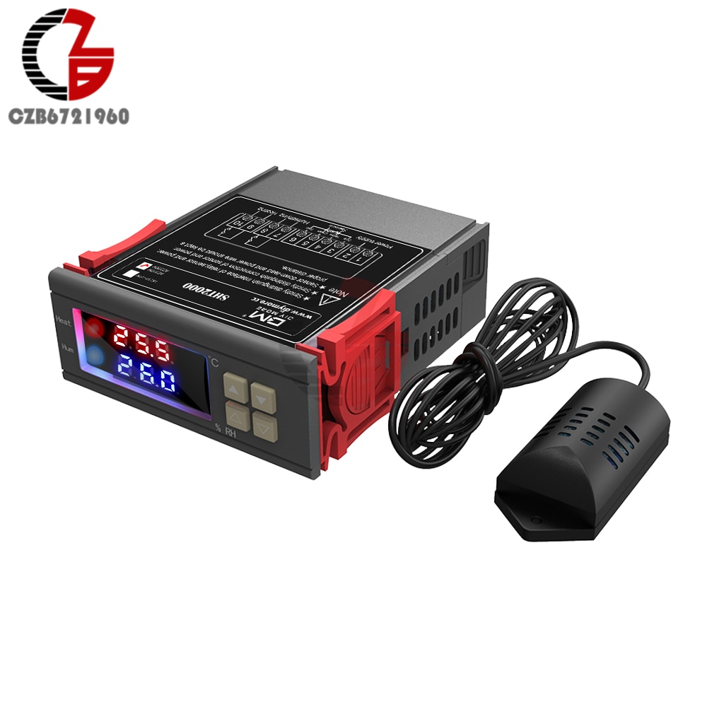 12V 110V 220V Digital Temperature Humidity Controller Aquarium Incubator Birds Thermostat Humidistat Thermometer Hygrometer