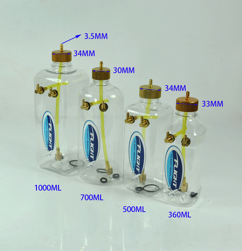 Flight Model Transparent Fuel Tank 260ml 360ml 500ml 700ml 1000ml With Oil Nozzle For RC Airplane Aircraft