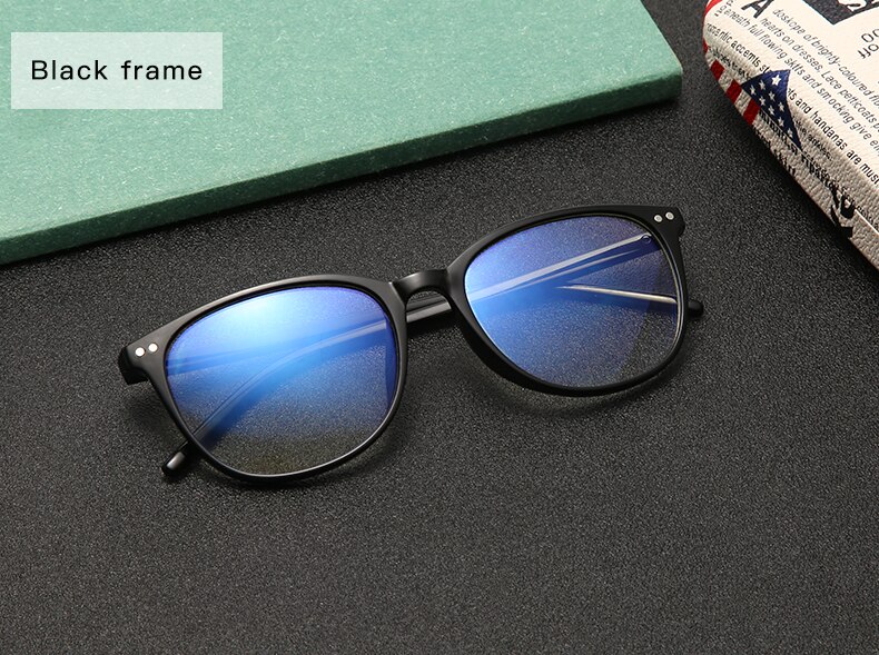 Unisex Portable Optical Glasses Ultra Light Resin Blue Light Blocking Glasses Flexible Vision Care Computer Round Glasses: Black Frame