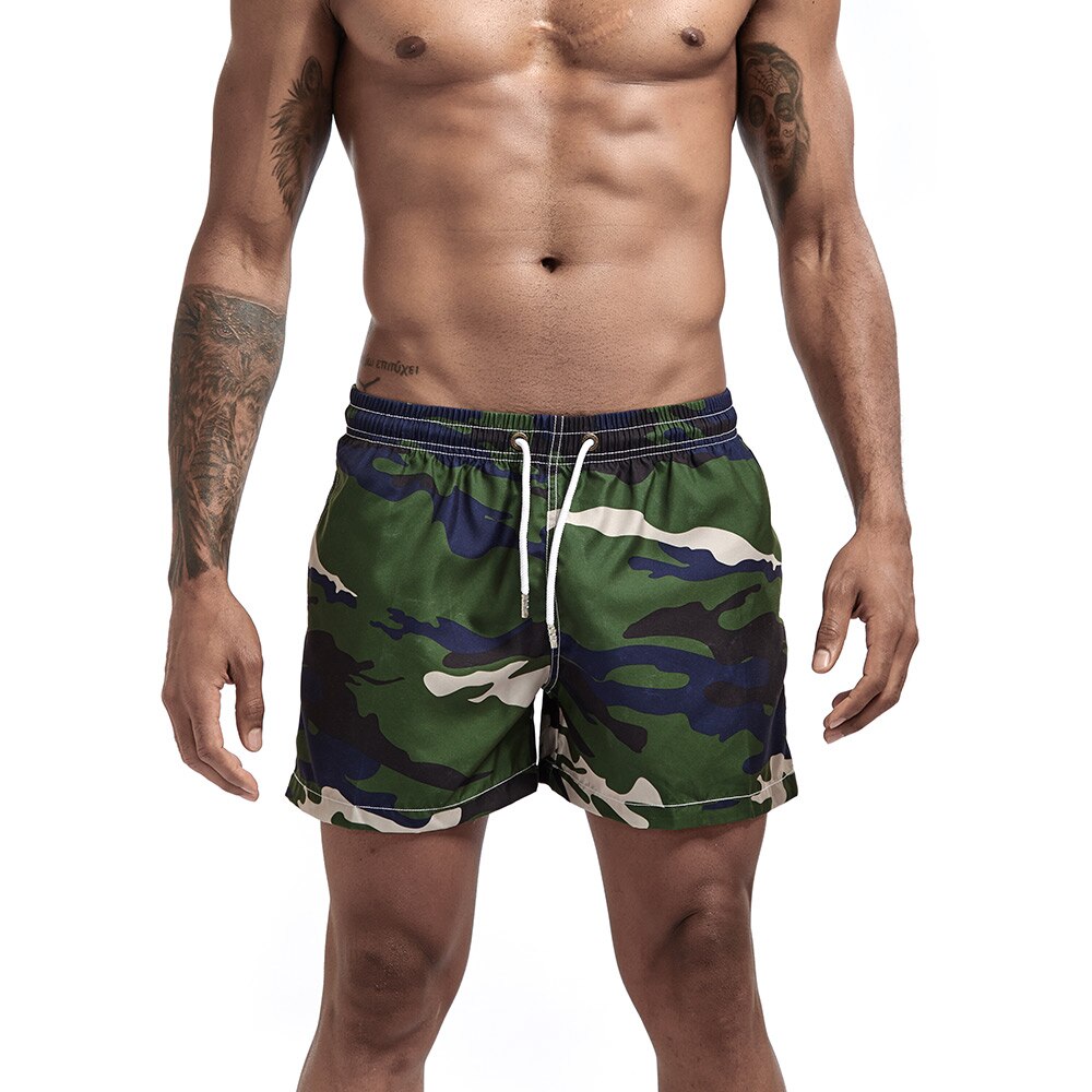 Pantalones cortos de Surf para hombre, Bermudas de secado rápido, camuflaje, para playa: Army Green / M