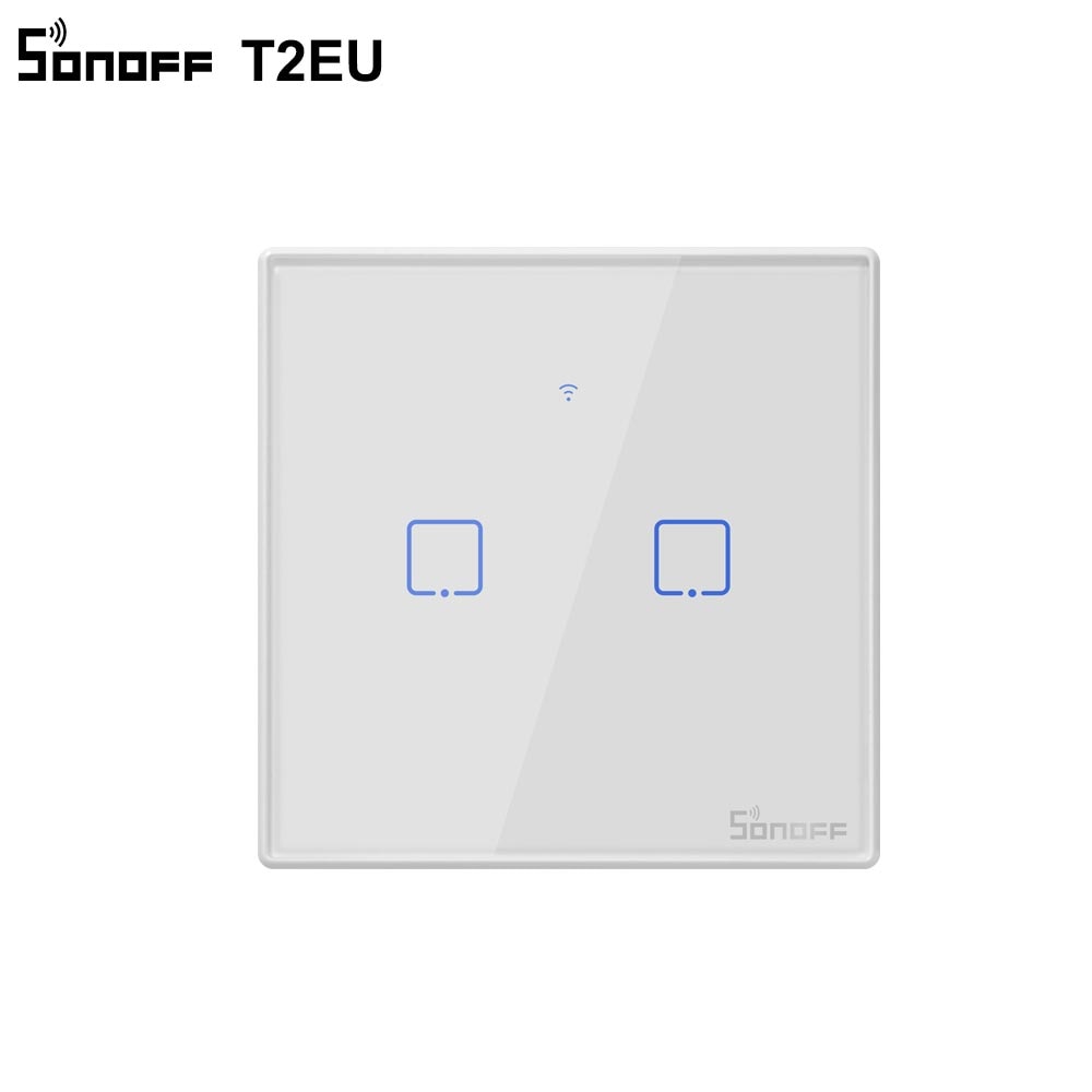 SONOFF T2EU TX inteligente Wifi pared Interruptor táctil con frontera casa inteligente 1/2/3/banda 433 RF /Control de voz/aplicación/táctil funciona con Alexa