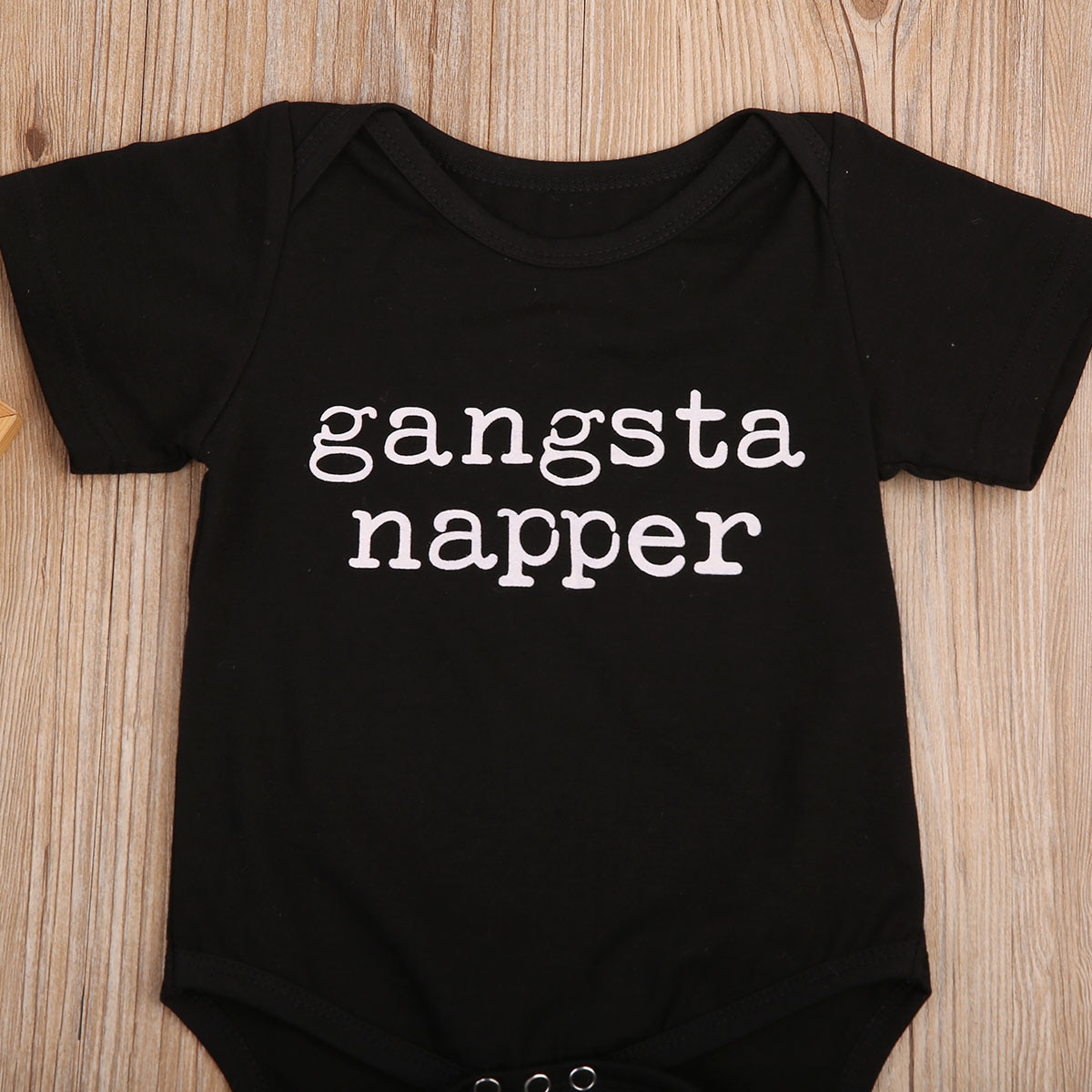 0-24M Cotton Infant Baby Boys Gangsta Napper Romper Black Short Sleeve Jumpsuit Clothes Outfits Sunsuits