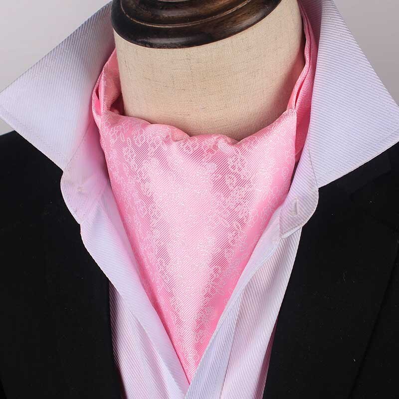Paisley Floral Ascot Tie Men Pink Ascot Cravat Man Green Silk Cravat Tie Mens Brown Polyester Wedding Ascot Scarf Green B109