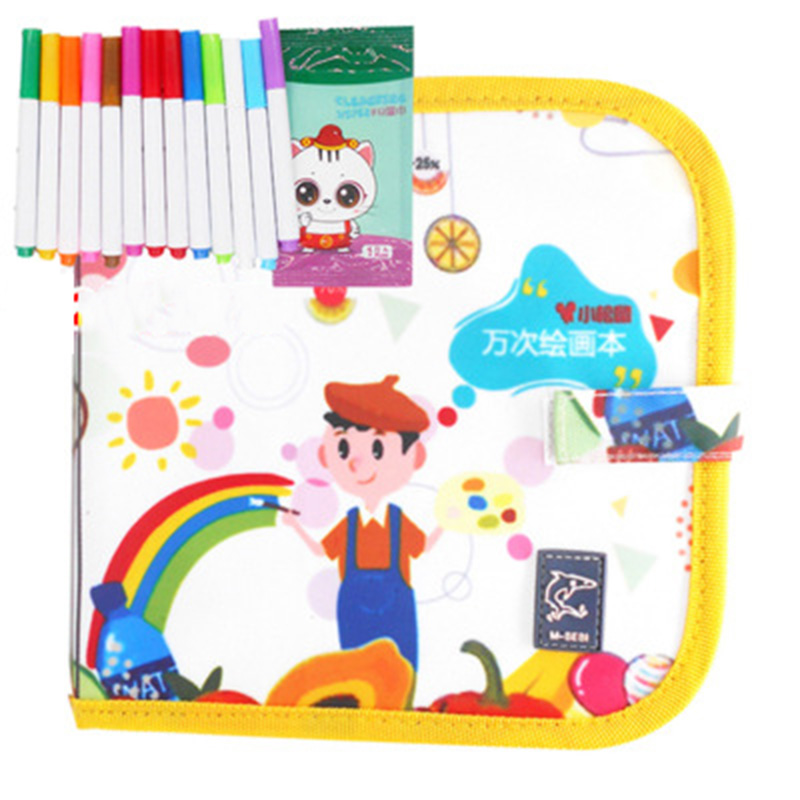 Children's Reusable Water Drawing Book Baby Magic Cartoon Portable Erasable Graffiti Painting Books Foldable Blackboard With Pen