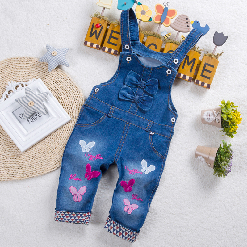 Bebé agujero roto pantalones niños niñas Correa ropa primavera otoño nueva niños cueva Jeans niños ropa