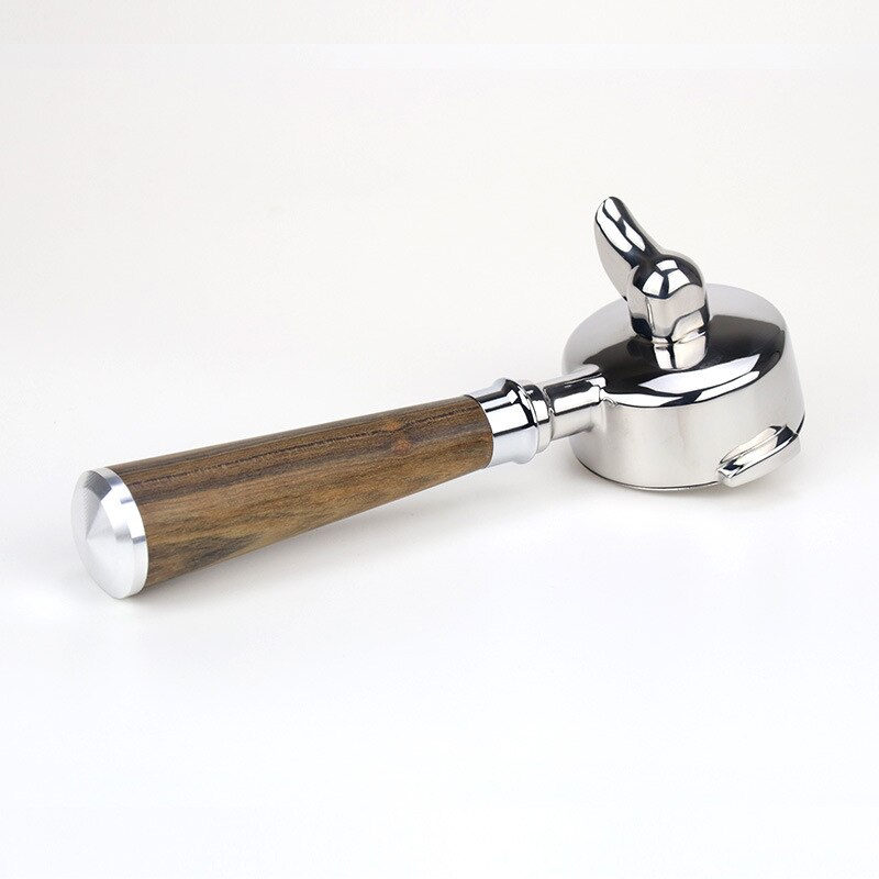 E61 bundløs portafilter 58mm enkelt to mundinger 304 rustfrit stål træhåndtag 바텀 리스 포터 필터 القاع espressomaskine tilbehør: Enkelt mund sort
