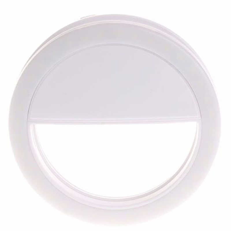 Led Selfie Ring Licht Mobiele Telefoon Lens Led Selfie Lamp Ring Voor Iphone Samsung Xiaomi Huawei Telefoon Selfie Clip Licht accessoire: White