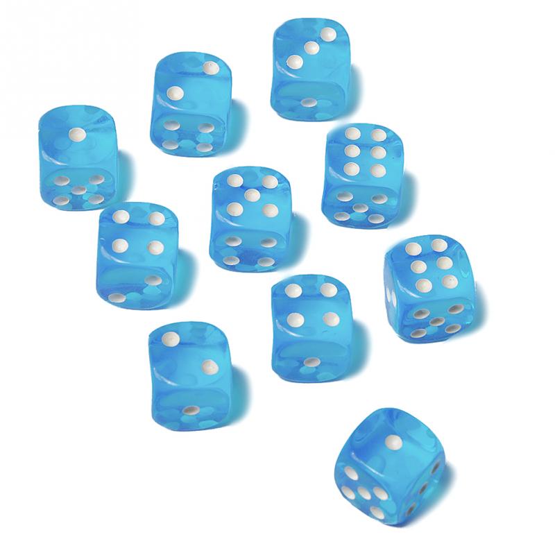 10pcs 16/14mm Clear Colorful Dice Transparent Dices for Board Game Bar Gambling Playing Game Club Party Accessories