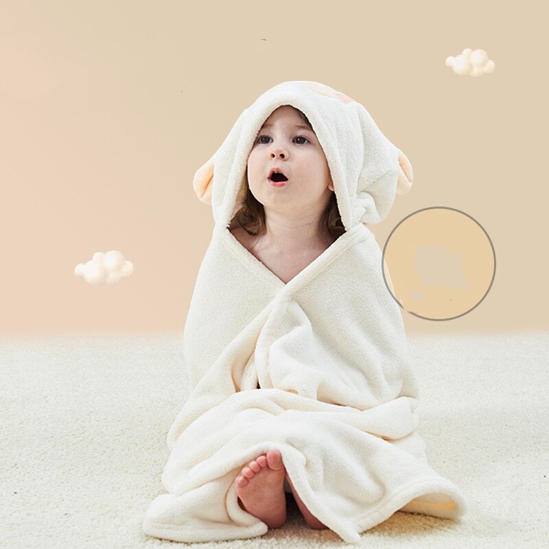Toalla de baño con capucha para bebé, albornoz suave de lana de Coral para recién nacido, manta de absorción de agua infantil, Animal de dibujos animados