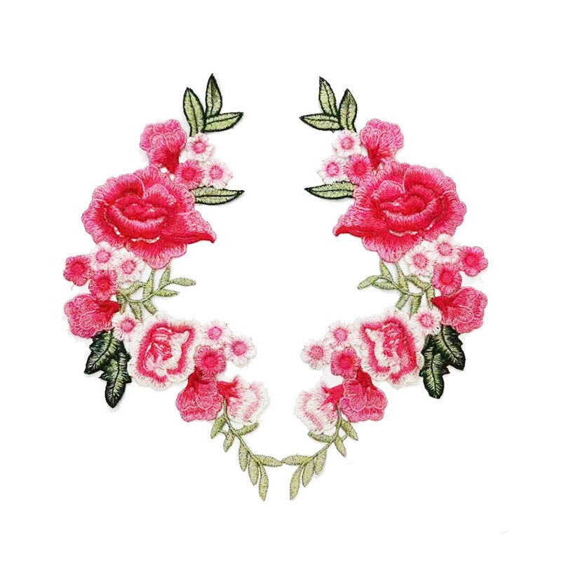 Diy Kleding Patch 1Pc/2Pcs Voor Jeans Badges Zak Naaien Borduren Ambachten Sticker Rose Bloem kleding Accessoires Applique: Rose Red