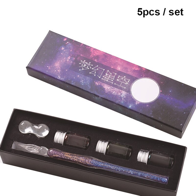Innovative Handmade Crystal Glass Dip Pen Calligraphy Fountain Set Ink J99Store: 4