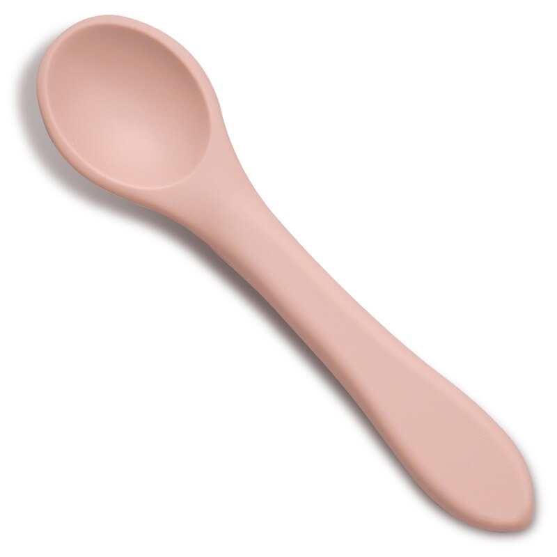 Certyfikat FDA niemowlę silikonowy podajnik łyżka przenośna łyżeczka robić herbaty dla dzieci chłopcy Girlsd jednolity kolor żywności łyżka maluch sztućce: Muted