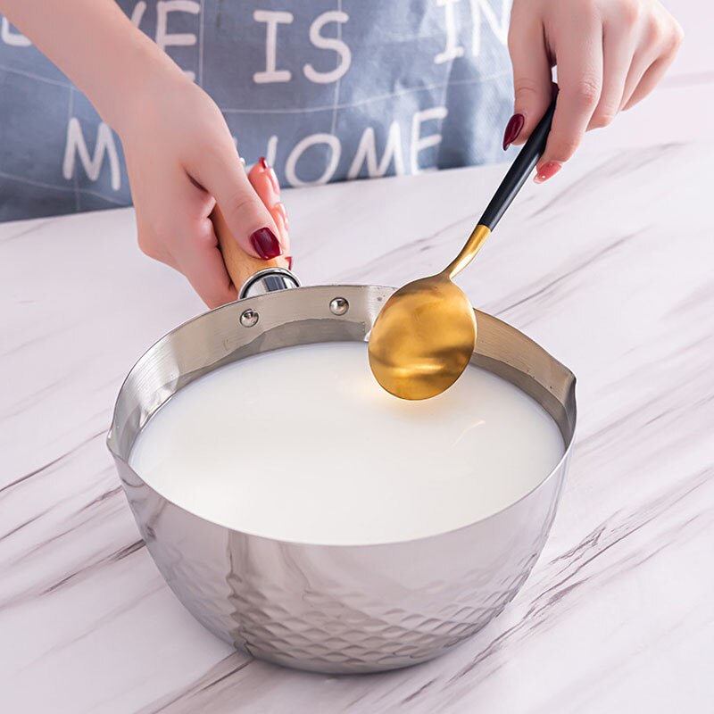 Stainless Steel Cooking Pot Soup Stock Pot Japanese Pan Snow Noodle Porridge Food Pot Milk Heated Pan Practical Cookware