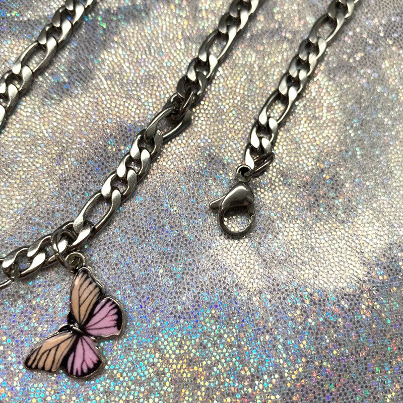 Vlinder hanger choker ketting sieraden op de nek roestvrij staal sieraden vrouw e-girl stijl dames accessoires