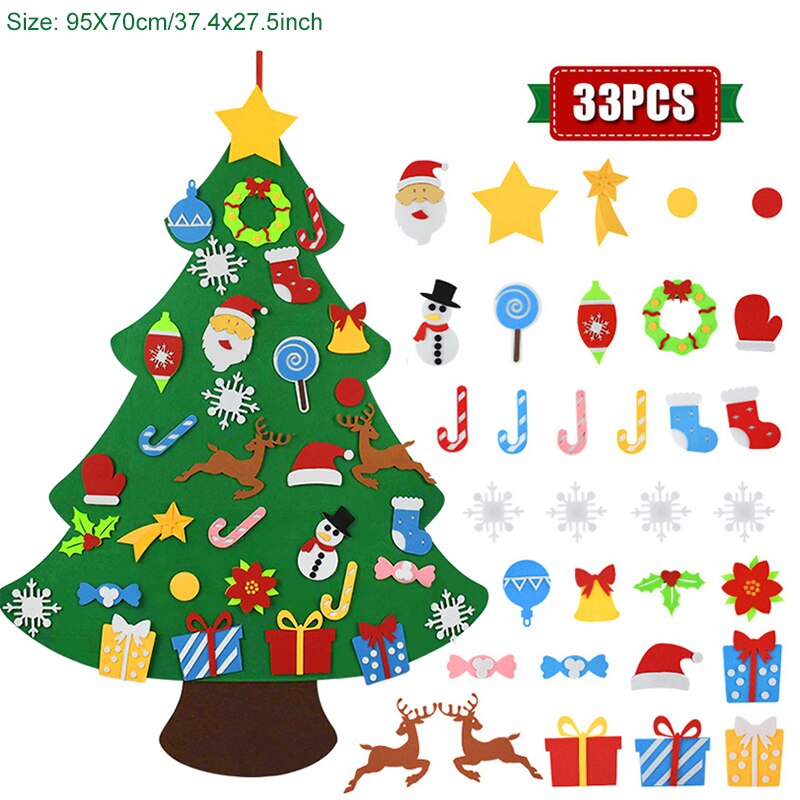 Børn gør-det-selv filt juletræ julepynt til hjemmet navidad år julepynt julemand juletræ: G -33 stk ornamenter