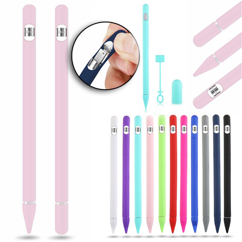 Funda 4 en 1 Anti Cable perdido de silicona suave para Apple Pencil 1 Compatible con ipad Tablet Touch Pen Stylus funda protectora