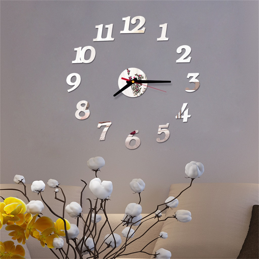 Reloj de pared 3d acrílico con números romanos, pegatina de espejo para pared, decoración para el hogar, calcomanías murales,