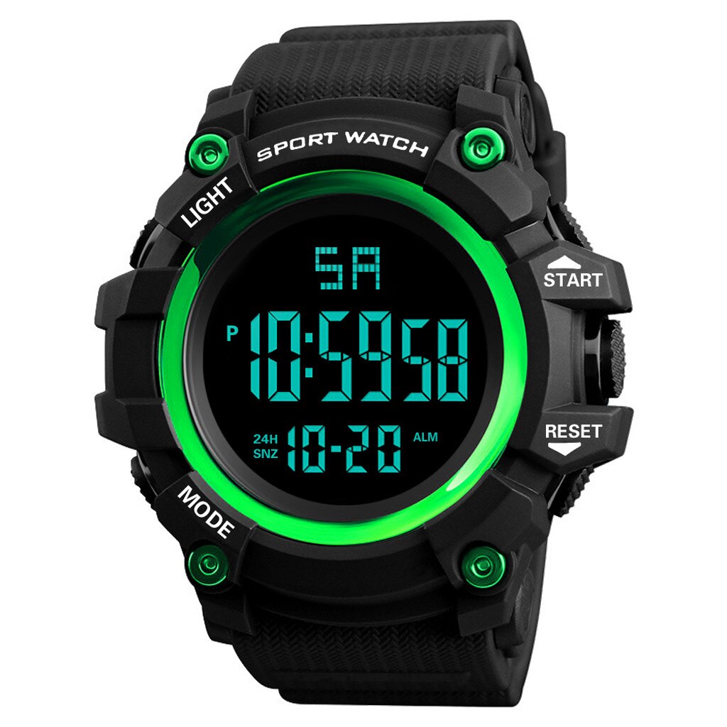 Honhx Sport Heren Digitale Horloge Led Horloge Datum Mannen Outdoor Elektronische Horloge Casual Sport Led Horloges Relogio Digitale: green