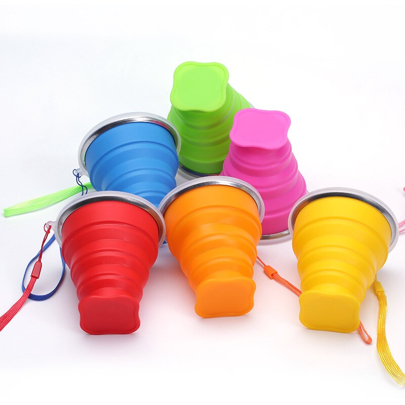 Telescopic Portable Silicone Folding Cup With Lid Anti-Fouling Outdoor Cup Coffee Cup Children Travel Drinking Water