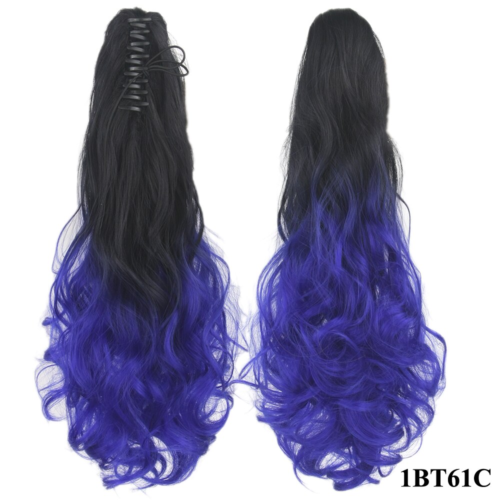 Soowee – Postiche Queue De Cheval synthétique à pince, 24 pouces, Extensions De cheveux ondulés gris ombré, Postiche Queue De Cheval: T4/27/30