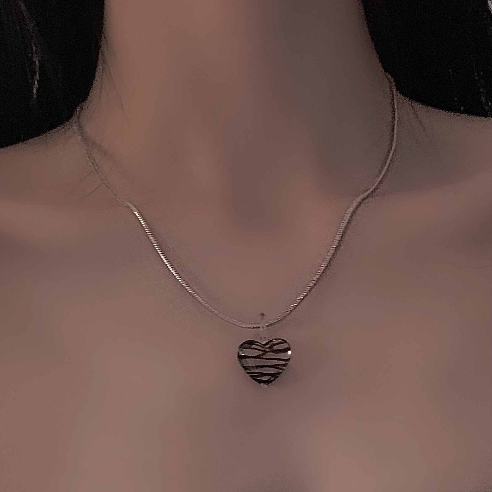 Grün Zebra Streifen Glas Herz Anhänger Titan Stahl Kette Halsketten für Frauen Schlüsselbein Halskette Kristall Emaille Liebe Schmuck