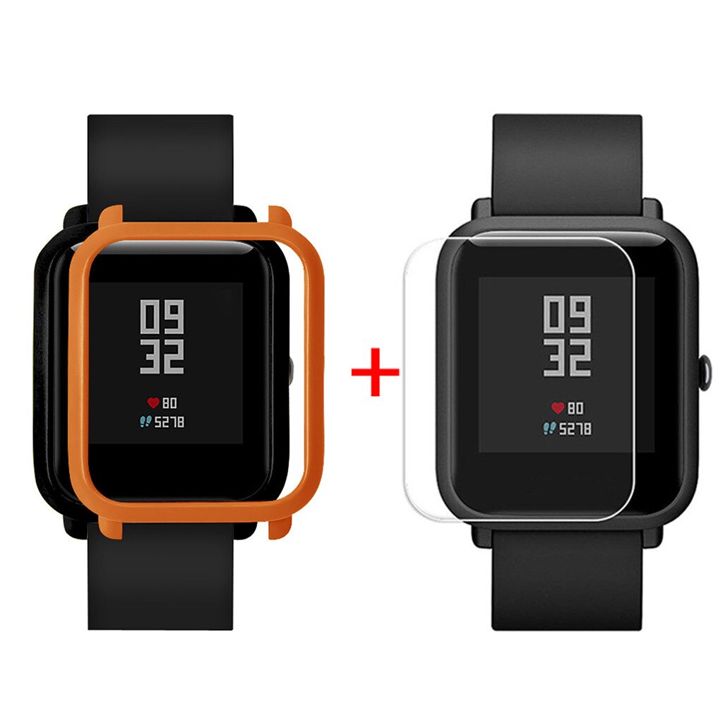 Protector Case Cover Shell + Screen Protector For Xiaomi / Huami Amazfit Bip Youth Watch Slim Colorful Frame Case Cover #25: Orange