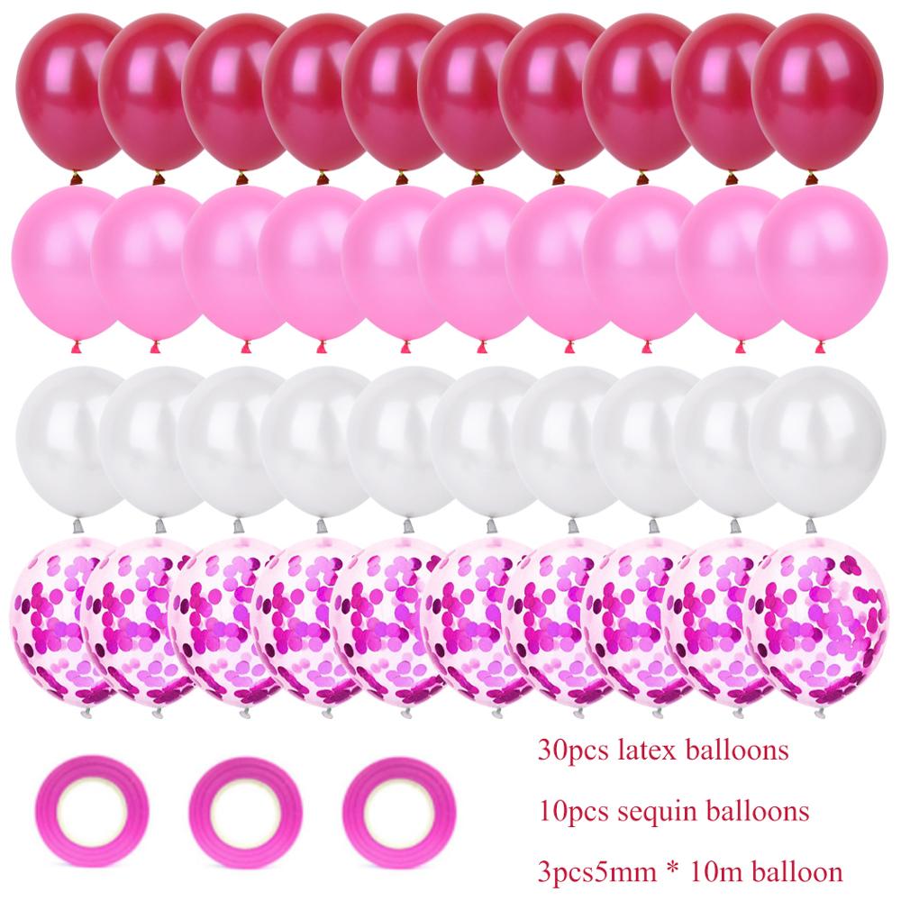 Rose Gold 1st Birthday Balloons Latex Confetti Balloons Number 1 Foil Ballons Baby Boy Girl First One Birthday Party Decorations: 40pcs pink