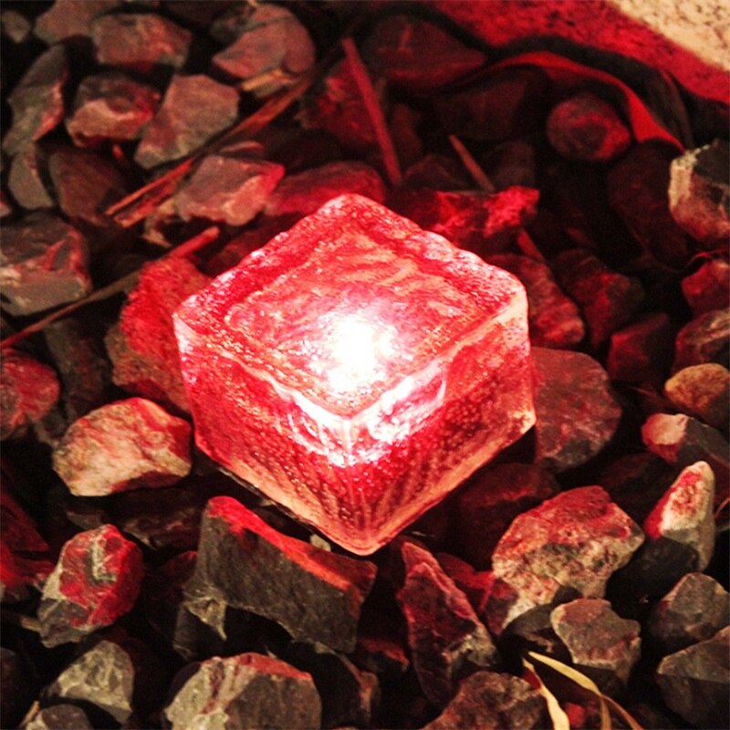 DLMH – spot lumineux LED solaire en verre, imperméable, luminaire décoratif de paysage, idéal pour une pelouse, une cour ou des escaliers: red light