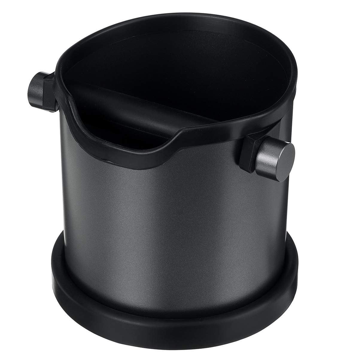 Stainless Steel Coffee Grind Knock Box Espresso Grind Container Anti Slip Bin Waste Bin with Detachable Knock Bar Barista: Black