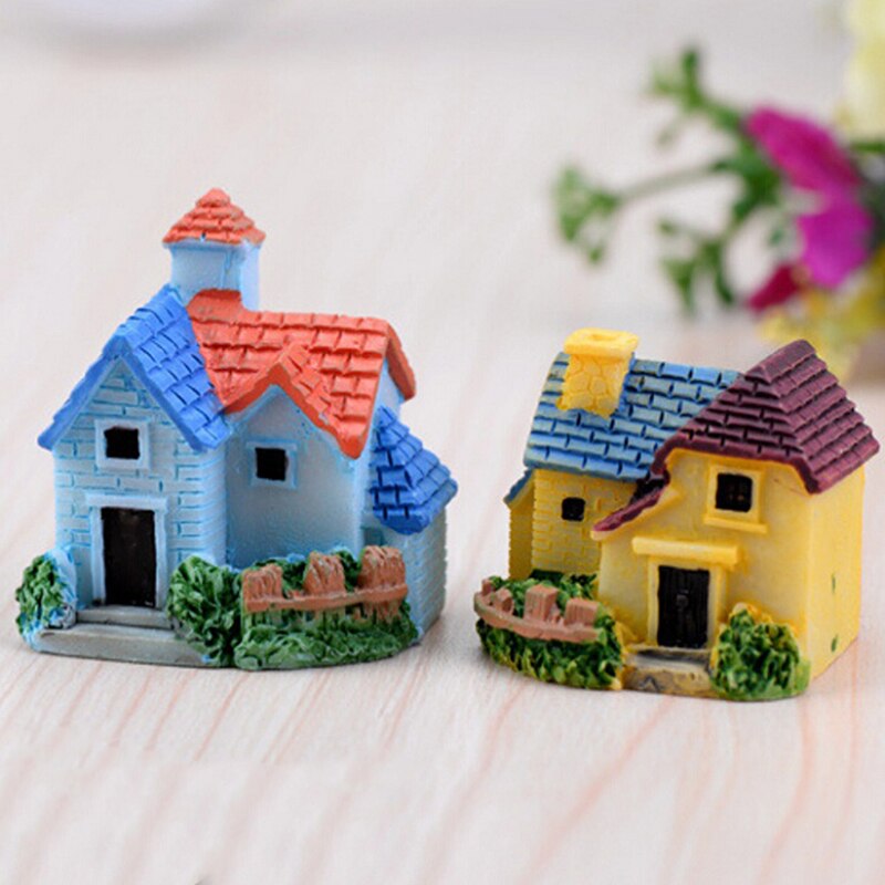 Mini House villa Woodland Fairy Figurines Castle DIY Fairy Garden Miniatures Castles Terrarium Figurines 1PCS