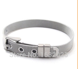 20 PCS/Lot 8 MM en acier inoxydable maille bandes Bracelet bricolage accessoires bracelets Fit 8mm glisser charmes WB06