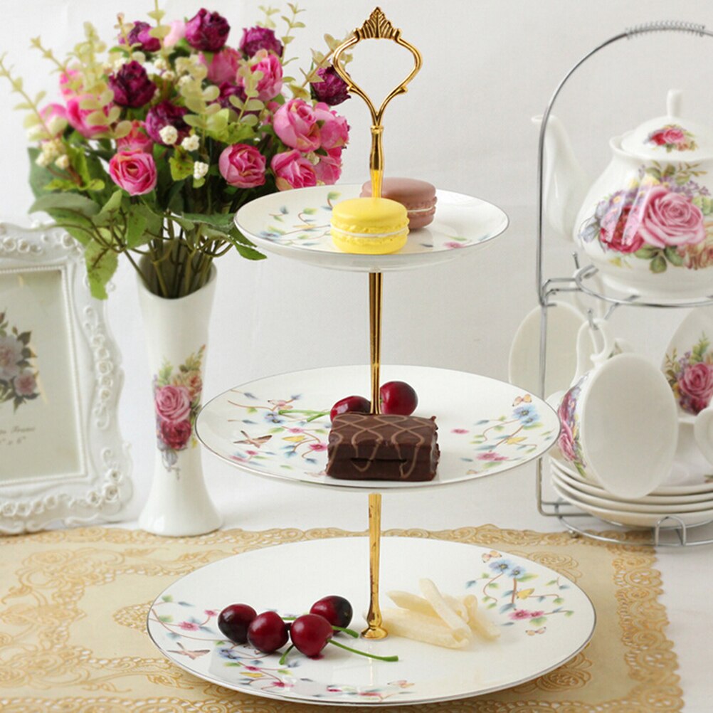 1Set 3 Of 2 Tier Cake Plate Stand Handvat Monteren Hardware Staaf Plaat Stand Wedding Party