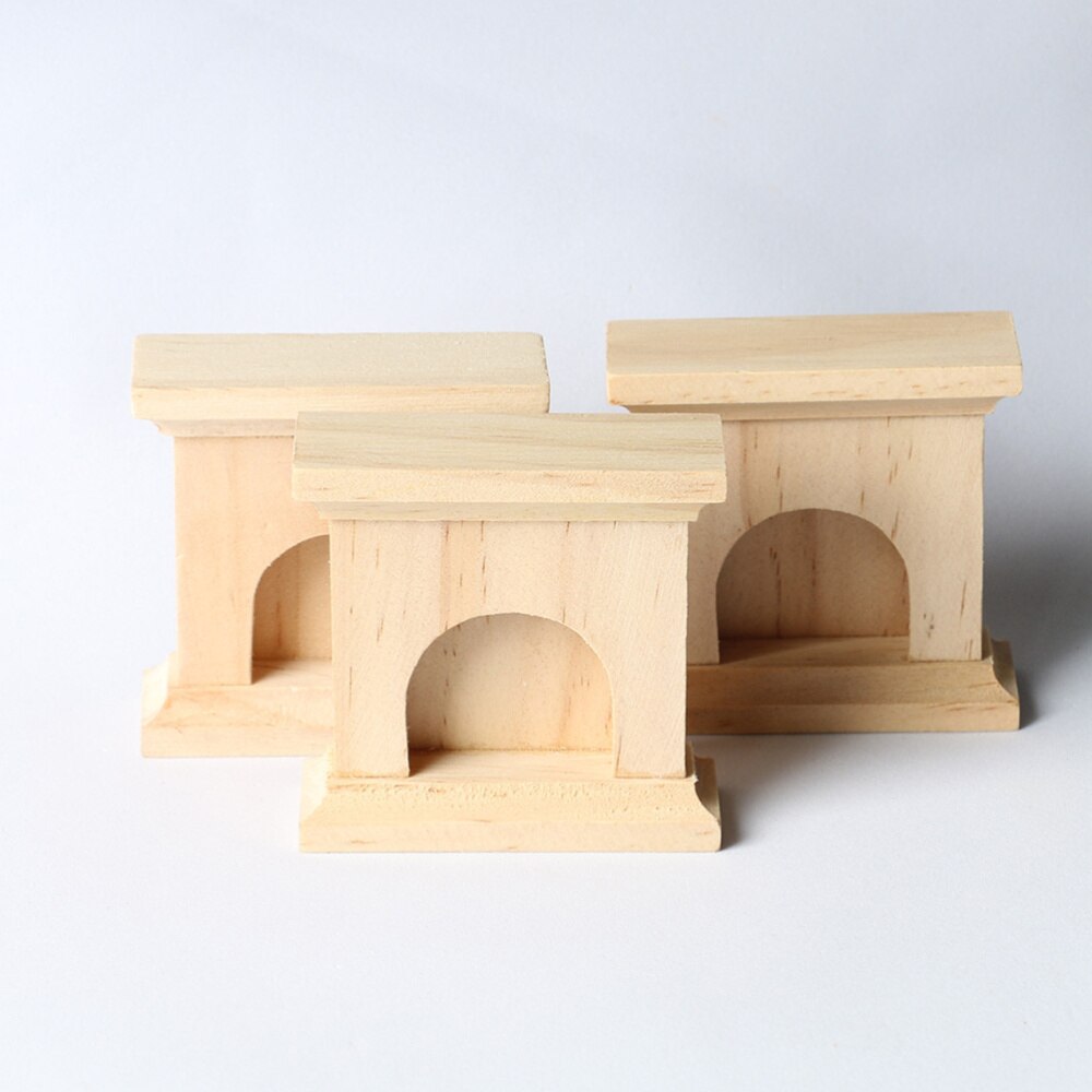 Mini Natural Solid Wood Fireplace Photograph Model Adornment Miniature Toy House Accessories