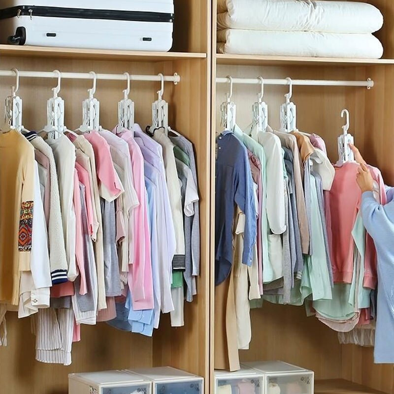 Multi-Function PP Environmental Protection Hanger Storage Folding Hangers Balcony Hangers Douyin Clothes Support Storage Tool