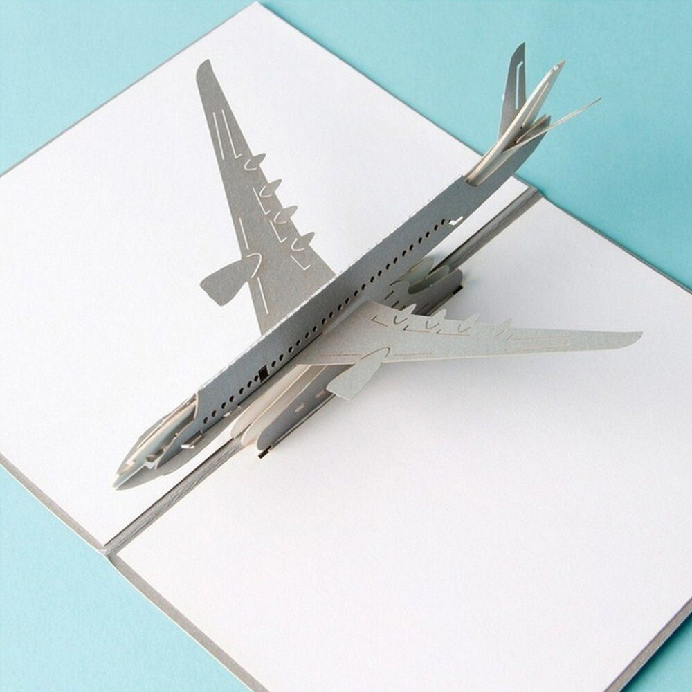 3D Pop Up Airplane Greeting Cards Christmas Birthday Valentine Invitation -Y102