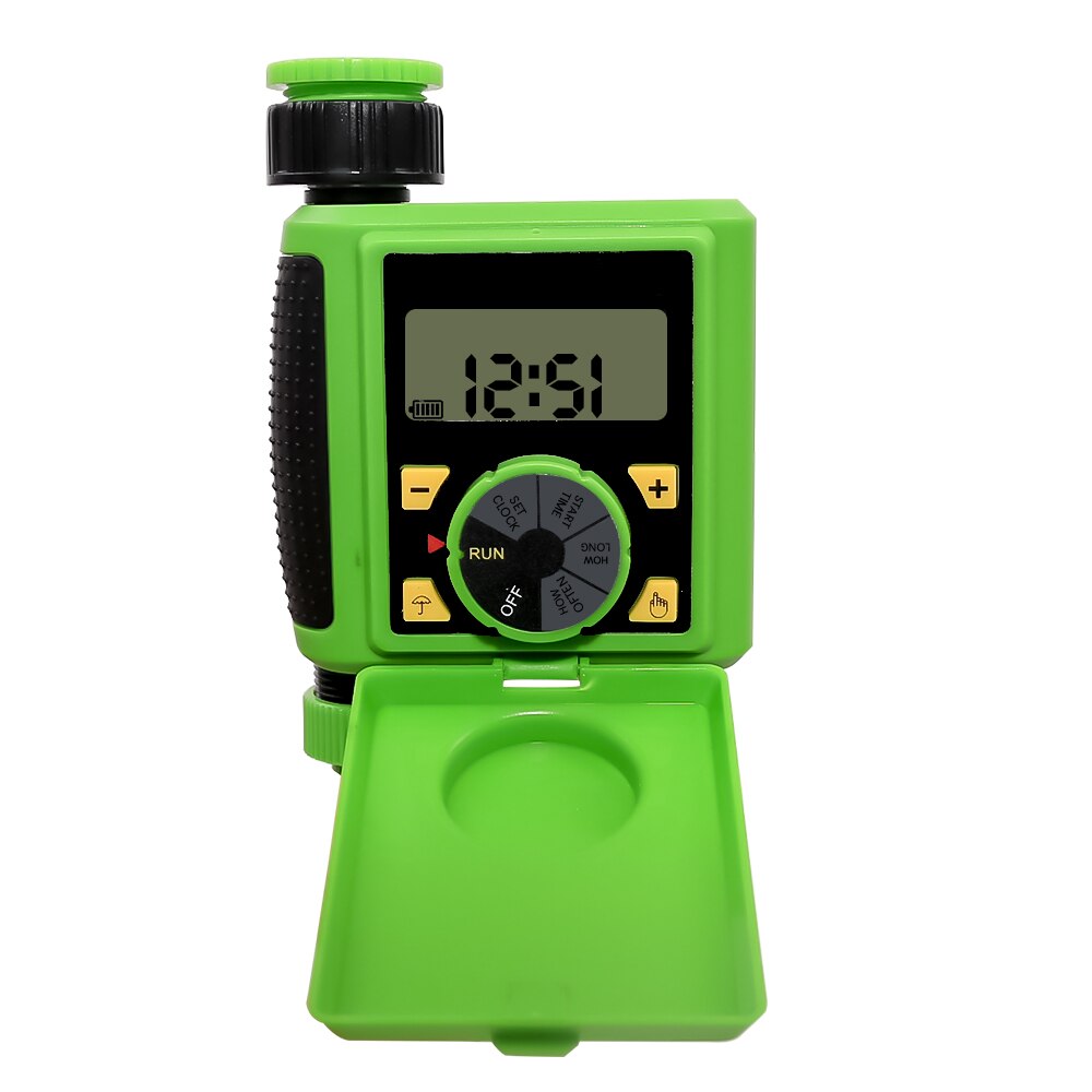 LCD Screen Automatic Electronic Irrigation Watering System Solenoid Valve Controller with Rain Delay and Manual Function: 21055-green