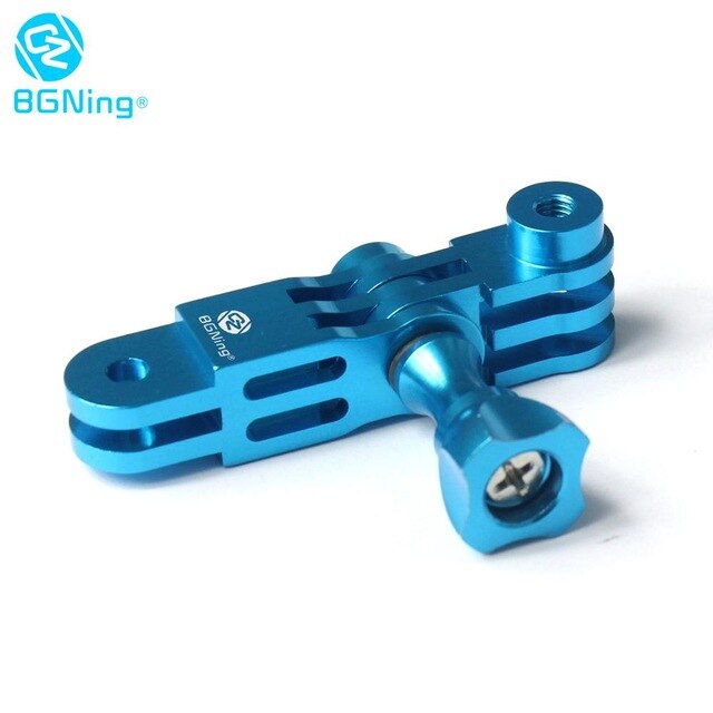 Adattatore per montaggio su braccio a tre vie in alluminio CNC per GOPRO Hero10 9 8 7 6 1 2 3 + 4 5 Session /Yi /SJcam /EKEN /Sony Action cam: Blue BGNing logo