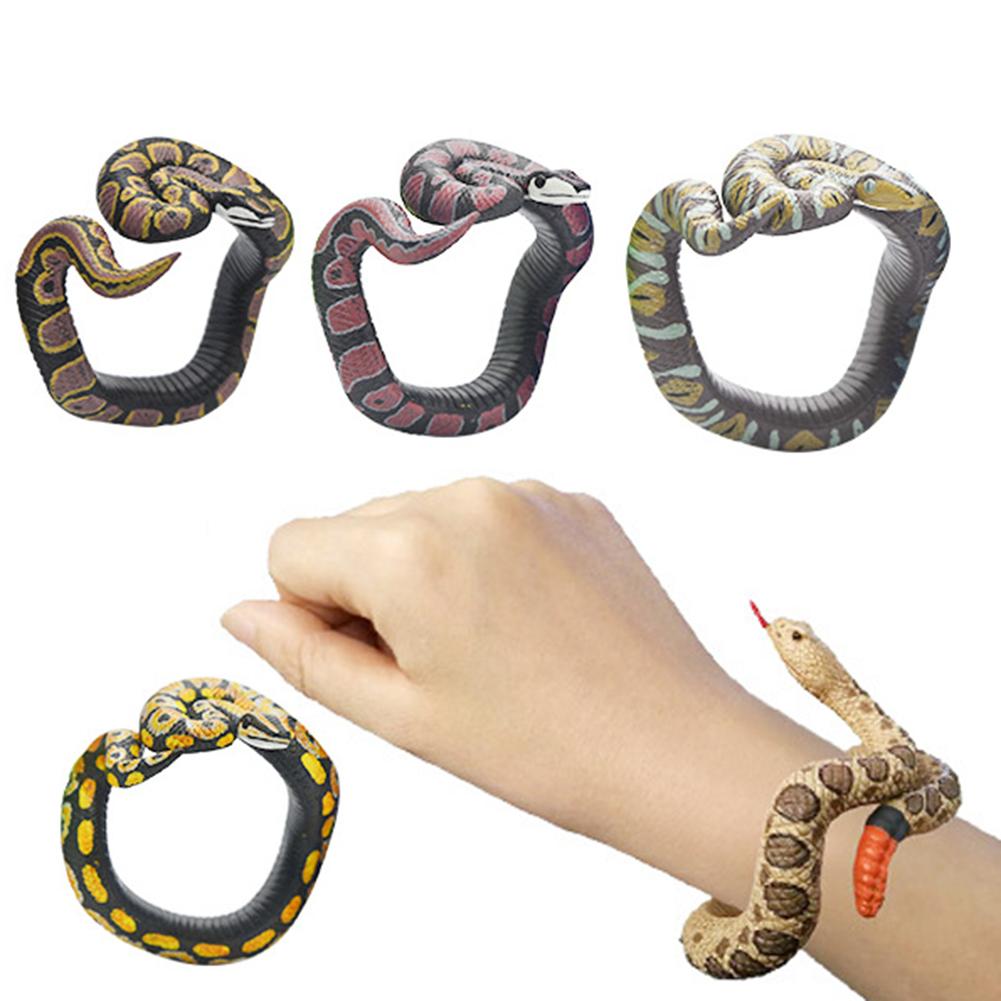 Simulation PVC Python Snake Bracelet Prank Tricks Toy Halloween Party Supplies Jokes Toys Animals Model Funny Scary Snake